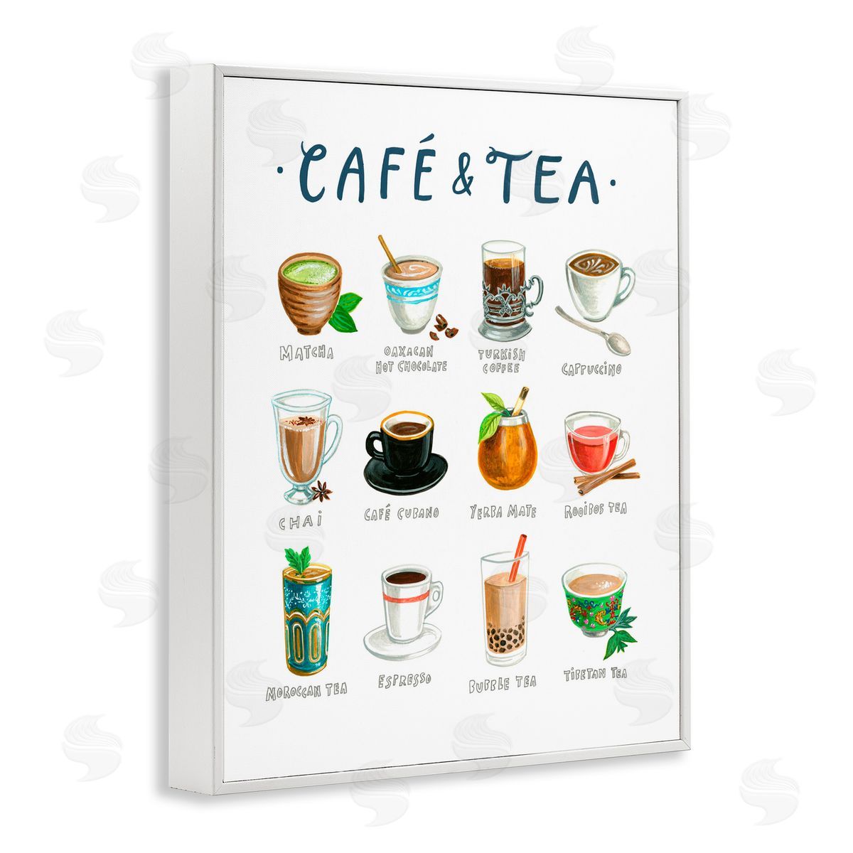 Angela Steahling Cafe & Tea Types White Framed Giclee Wall Art Print