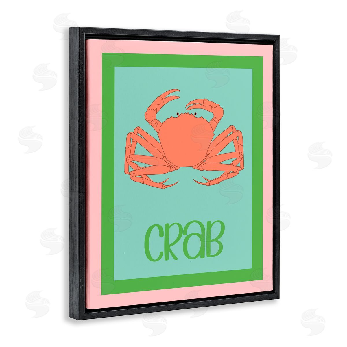 Christine Becker Coastal Cuisine Crab Black Floating Frame Canvas Wall Art Print