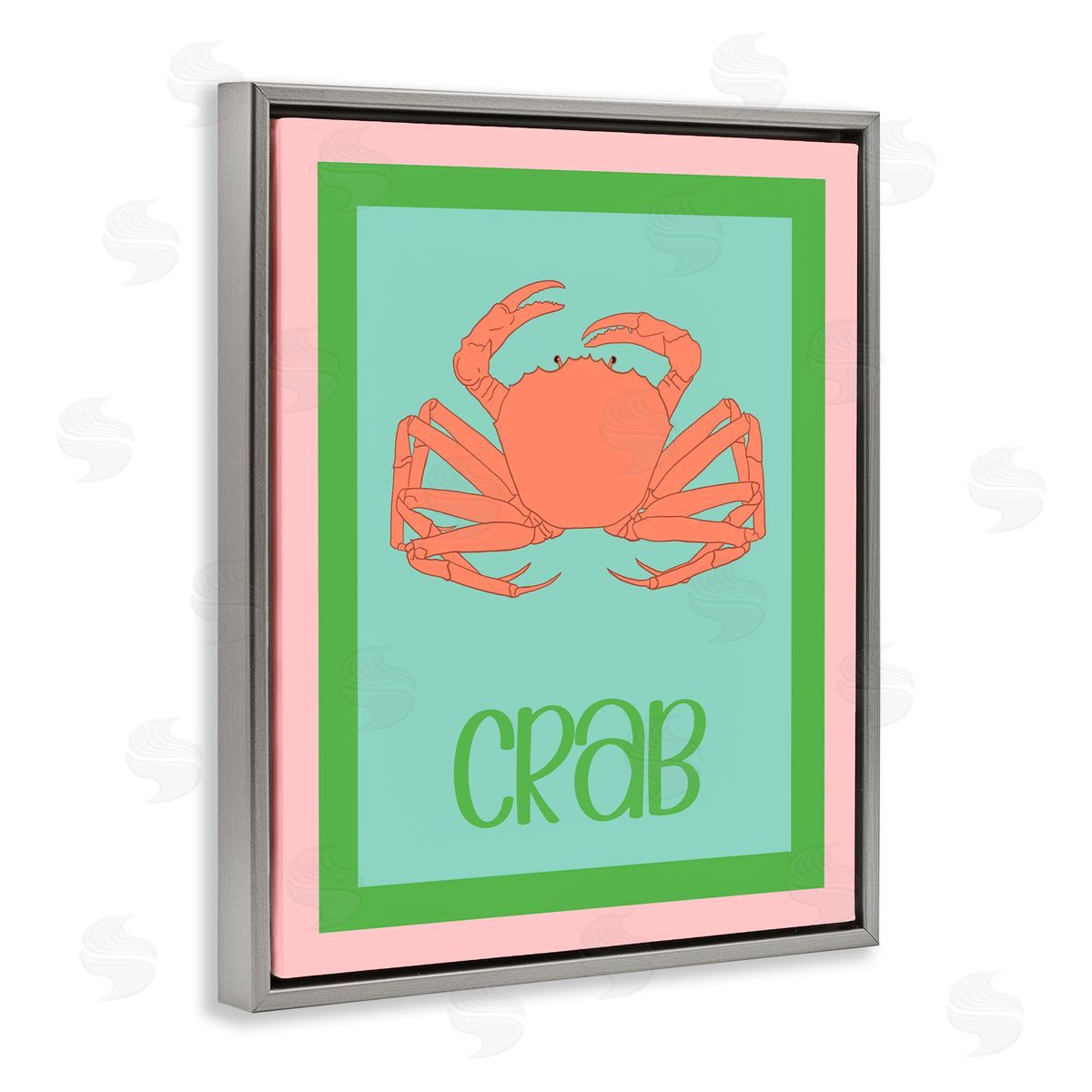 Christine Becker Coastal Cuisine Crab Gray Floating Frame Canvas Wall Art Print