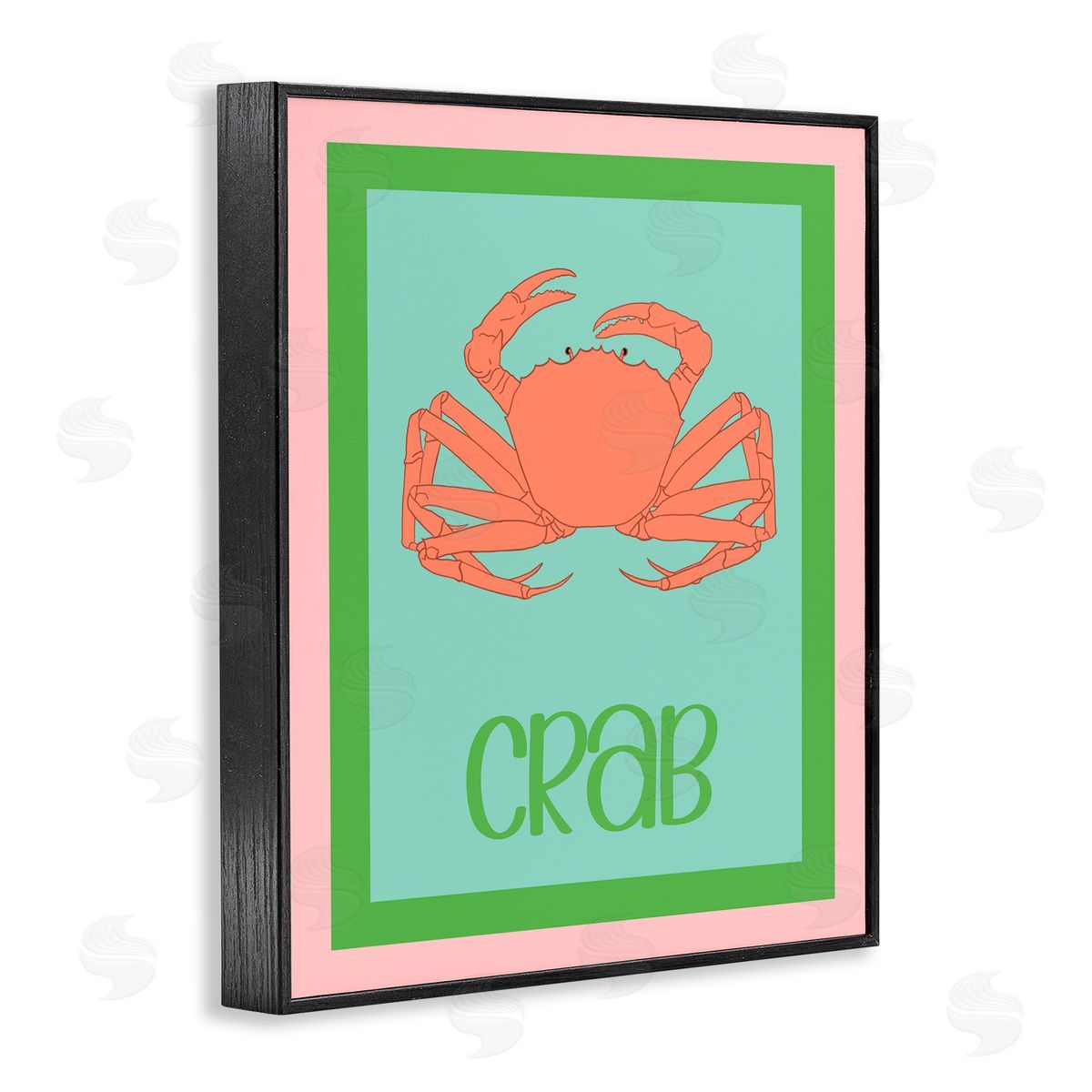 Christine Becker Coastal Cuisine Crab Black Framed Giclee Wall Art Print