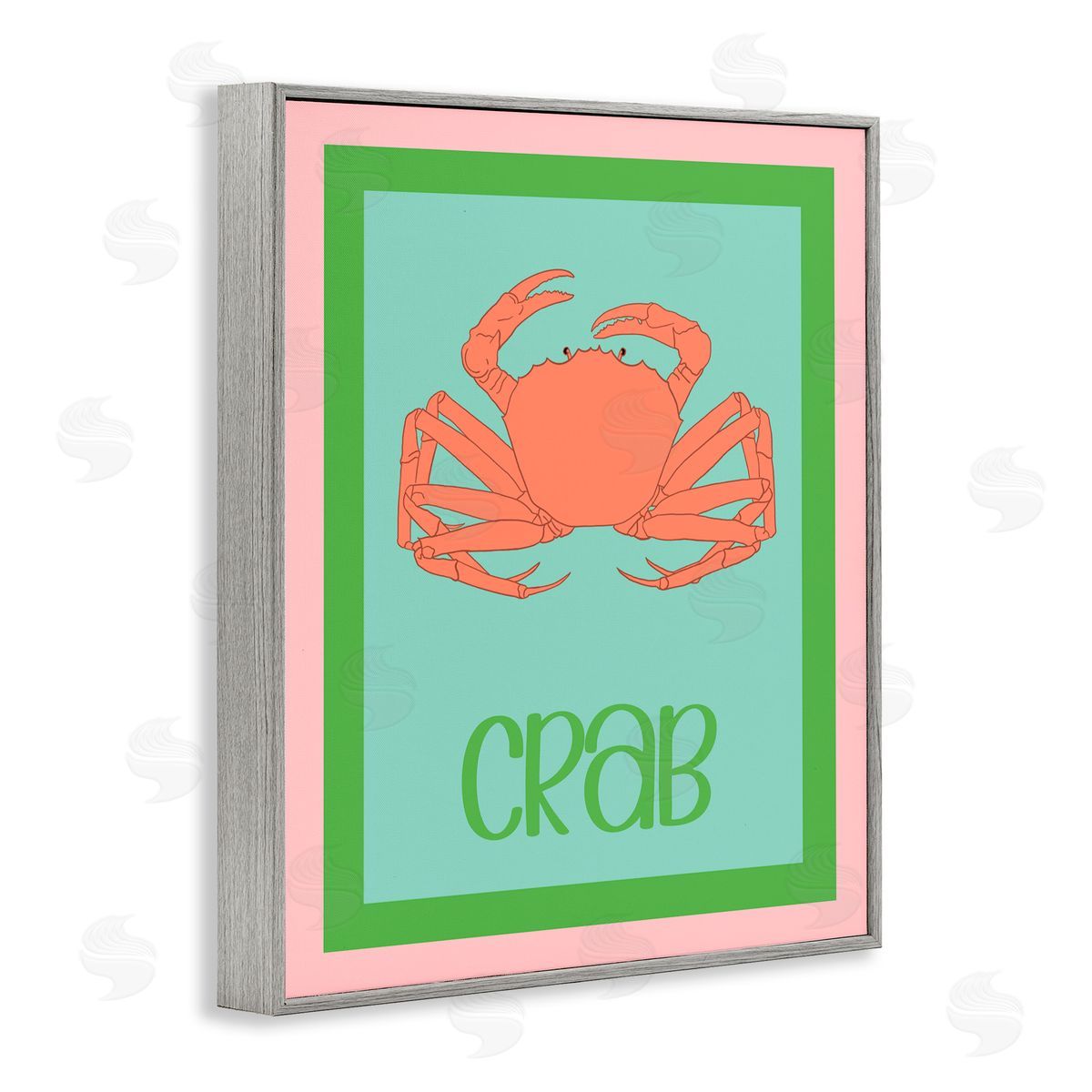 Christine Becker Coastal Cuisine Crab Gray Framed Giclee Wall Art Print