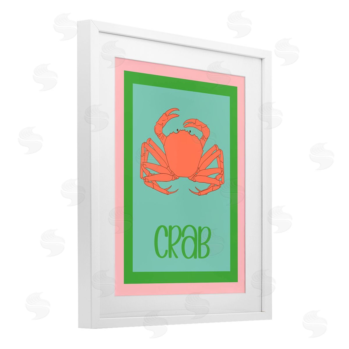 Christine Becker Coastal Cuisine Crab White Framed Print Under Glass with Mat Wall Art