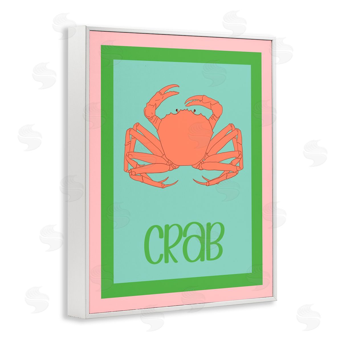 Christine Becker Coastal Cuisine Crab White Framed Giclee Wall Art Print