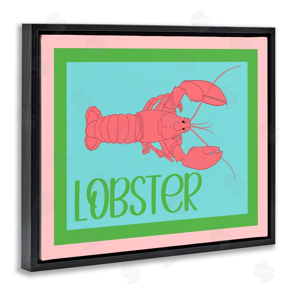 Christine Becker Coastal Cuisine Lobster Black Floating Frame Canvas Wall Art Print