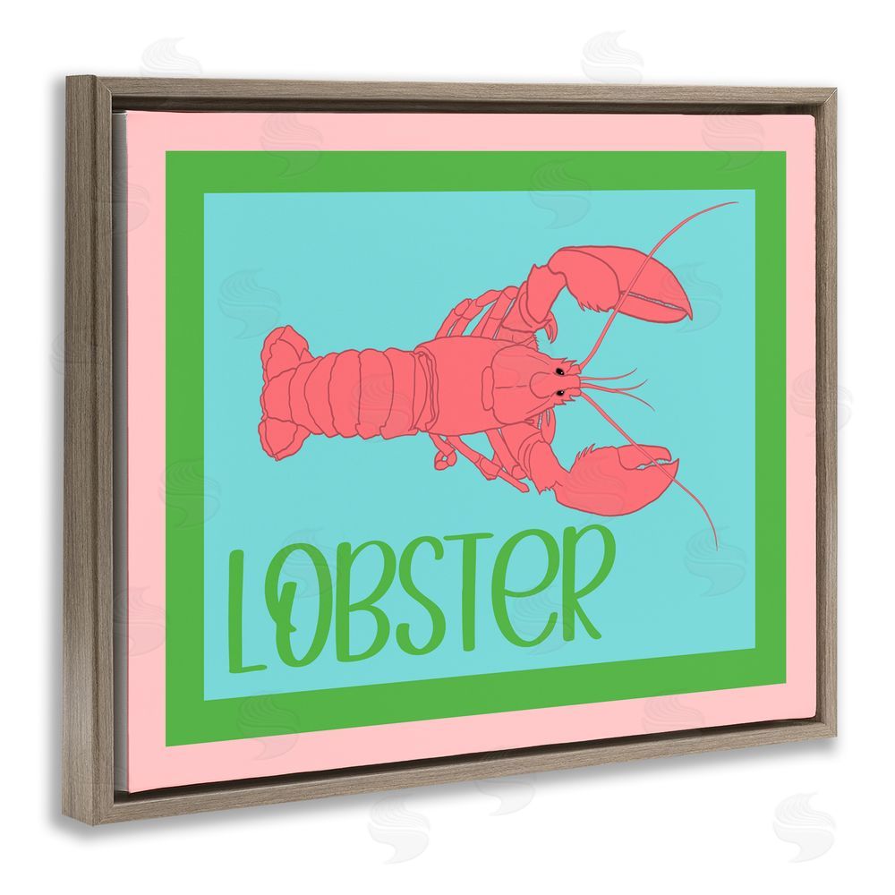 Christine Becker Coastal Cuisine Lobster Brown Floating Frame Canvas Wall Art Print
