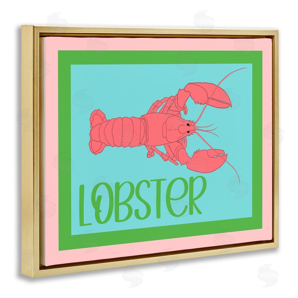 Christine Becker Coastal Cuisine Lobster Gold Floating Frame Canvas Wall Art Print