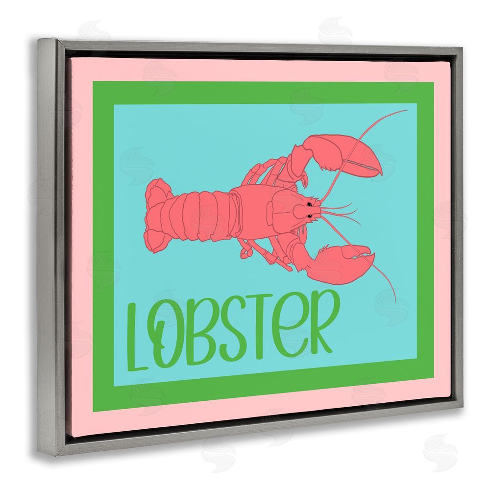 Christine Becker Coastal Cuisine Lobster Gray Floating Frame Canvas Wall Art Print