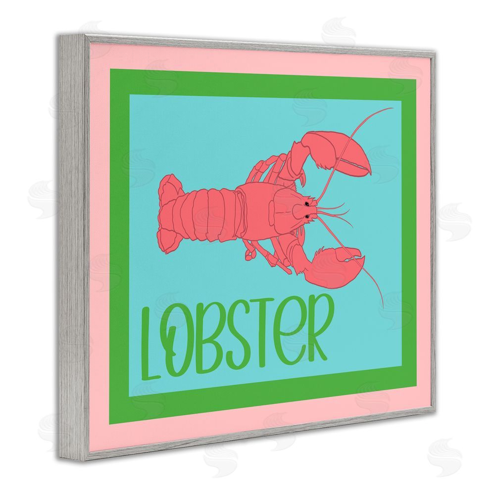 Christine Becker Coastal Cuisine Lobster Gray Framed Giclee Wall Art Print