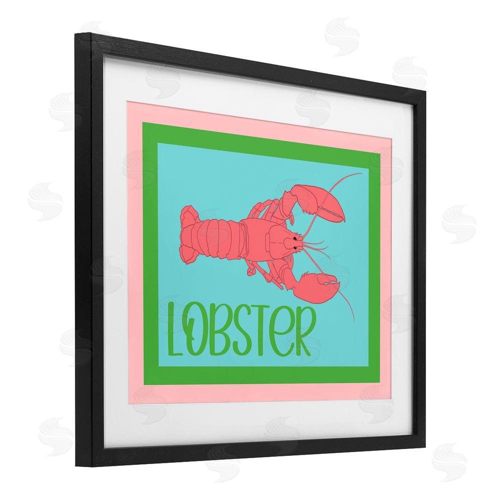 Christine Becker Coastal Cuisine Lobster Black Framed Print Under Glass with White Mat Wall Art