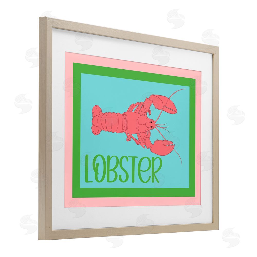 Christine Becker Coastal Cuisine Lobster Birch Framed Print Under Glass with White Mat Wall Art