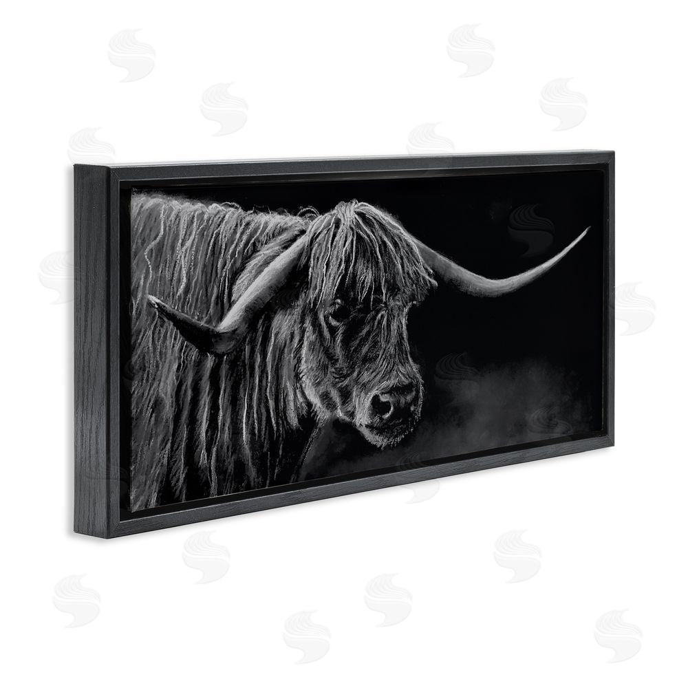 Patricia Reynolds Highland Longhorn Portrait Black Floating Frame Canvas Wall Art Print