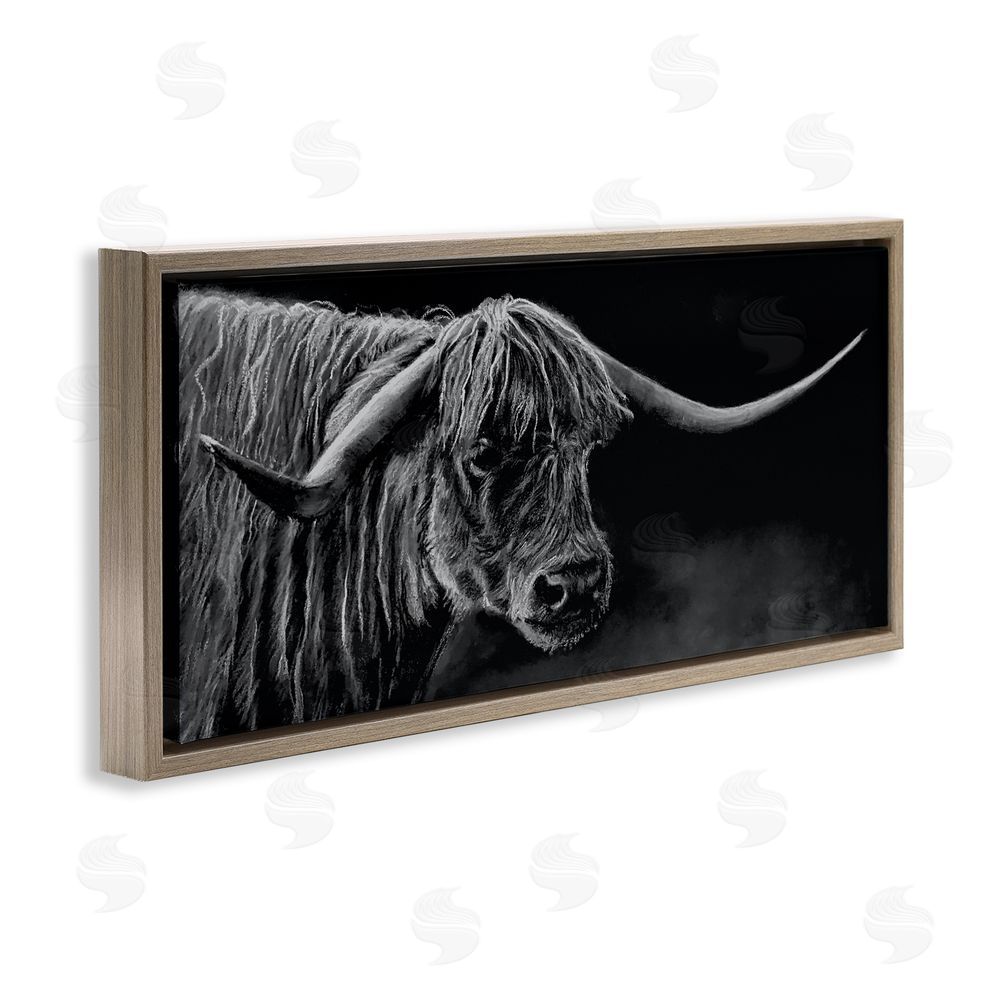 Patricia Reynolds Highland Longhorn Portrait Brown Floating Frame Canvas Wall Art Print