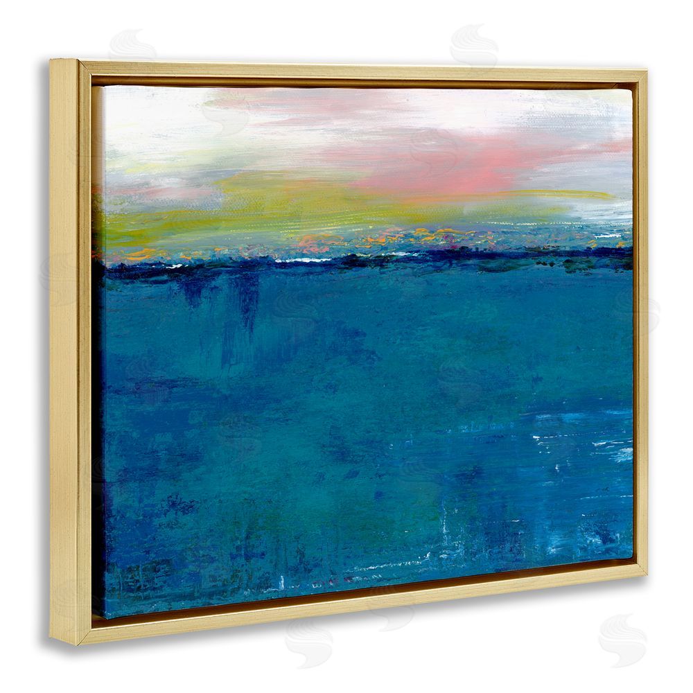 Adonna Ebrahimi Dark Waters Gradient Landscape Gold Floating Frame Canvas Wall Art Print