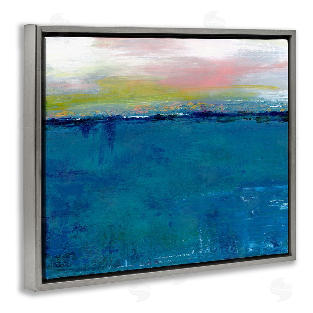 Adonna Ebrahimi Dark Waters Gradient Landscape Gray Floating Frame Canvas Wall Art Print