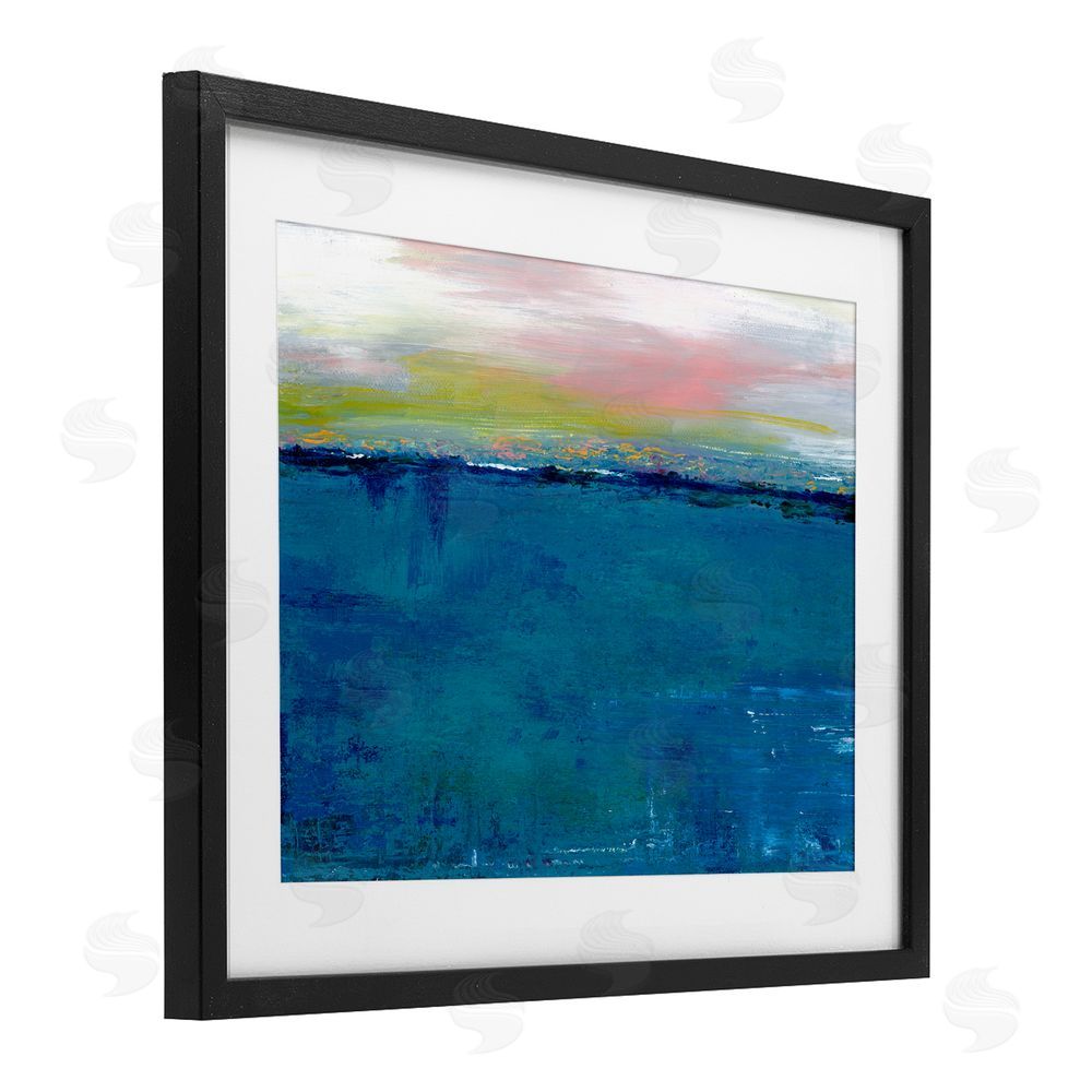 Adonna Ebrahimi Dark Waters Gradient Landscape Black Framed Print Under Glass with White Mat Wall Art
