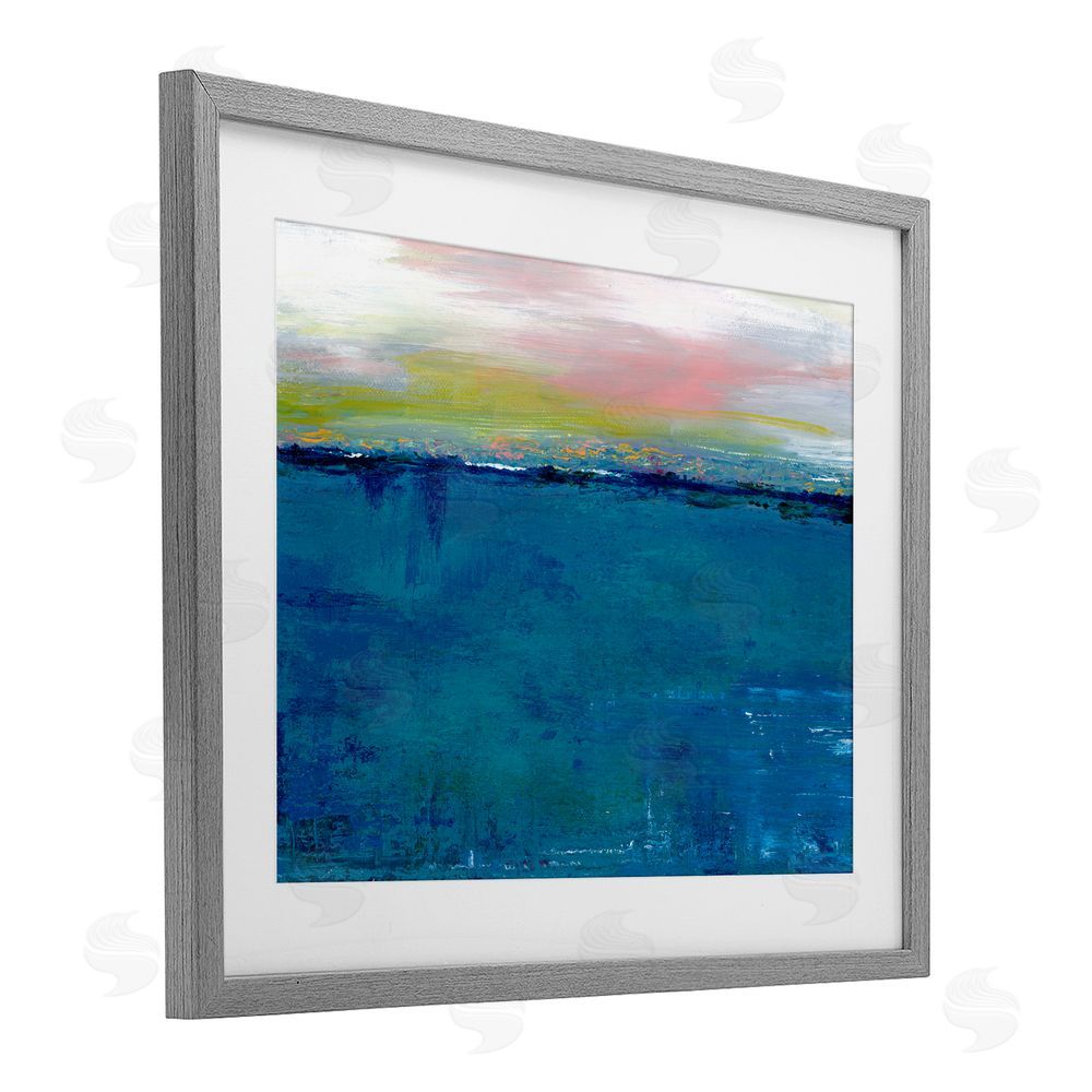 Adonna Ebrahimi Dark Waters Gradient Landscape Gray Framed Print Under Glass with White Mat Wall Art