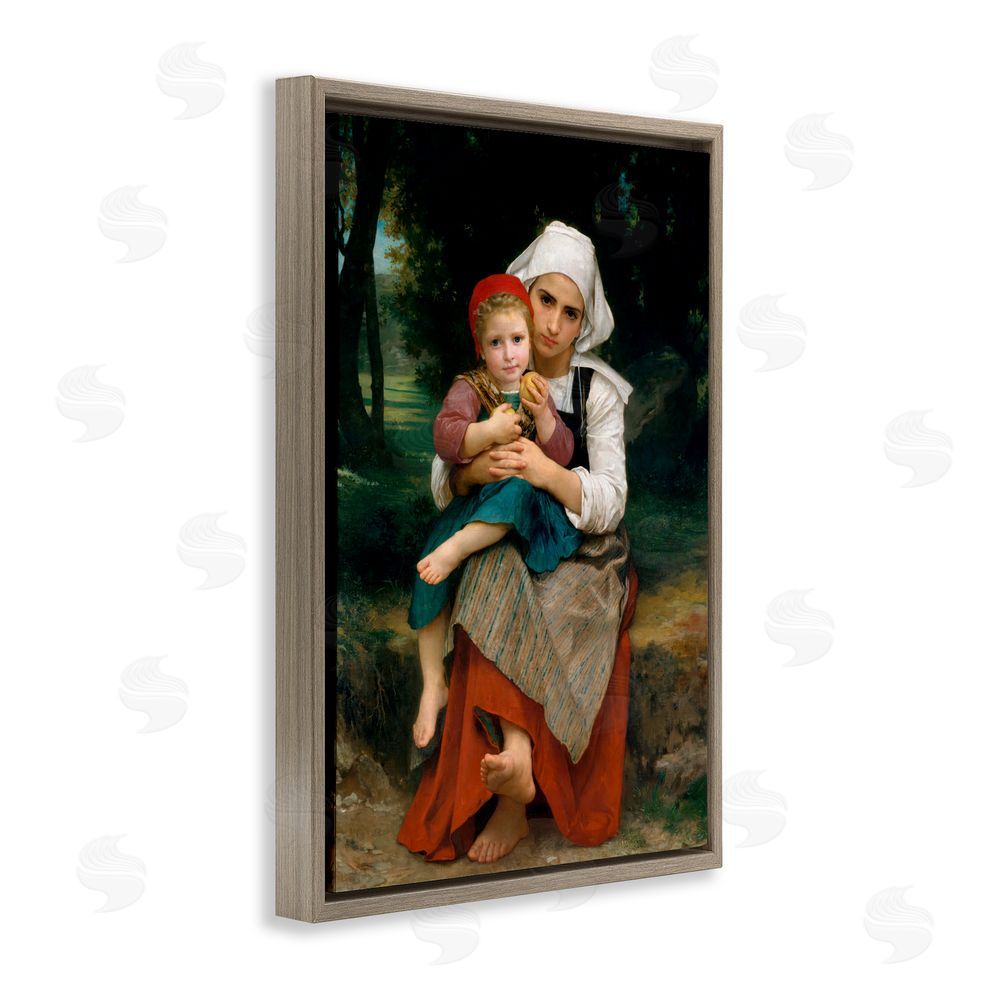 William Adolphe Bouguereau Classical Bouguereau Brother & Sister Brown Floating Frame Canvas Wall Art Print