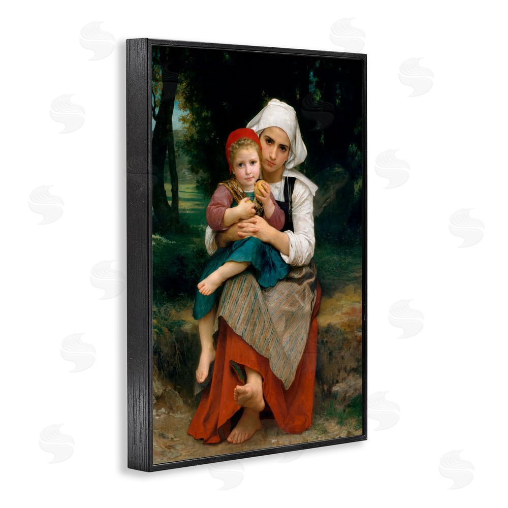 William Adolphe Bouguereau Classical Bouguereau Brother & Sister Black Framed Giclee Wall Art Print