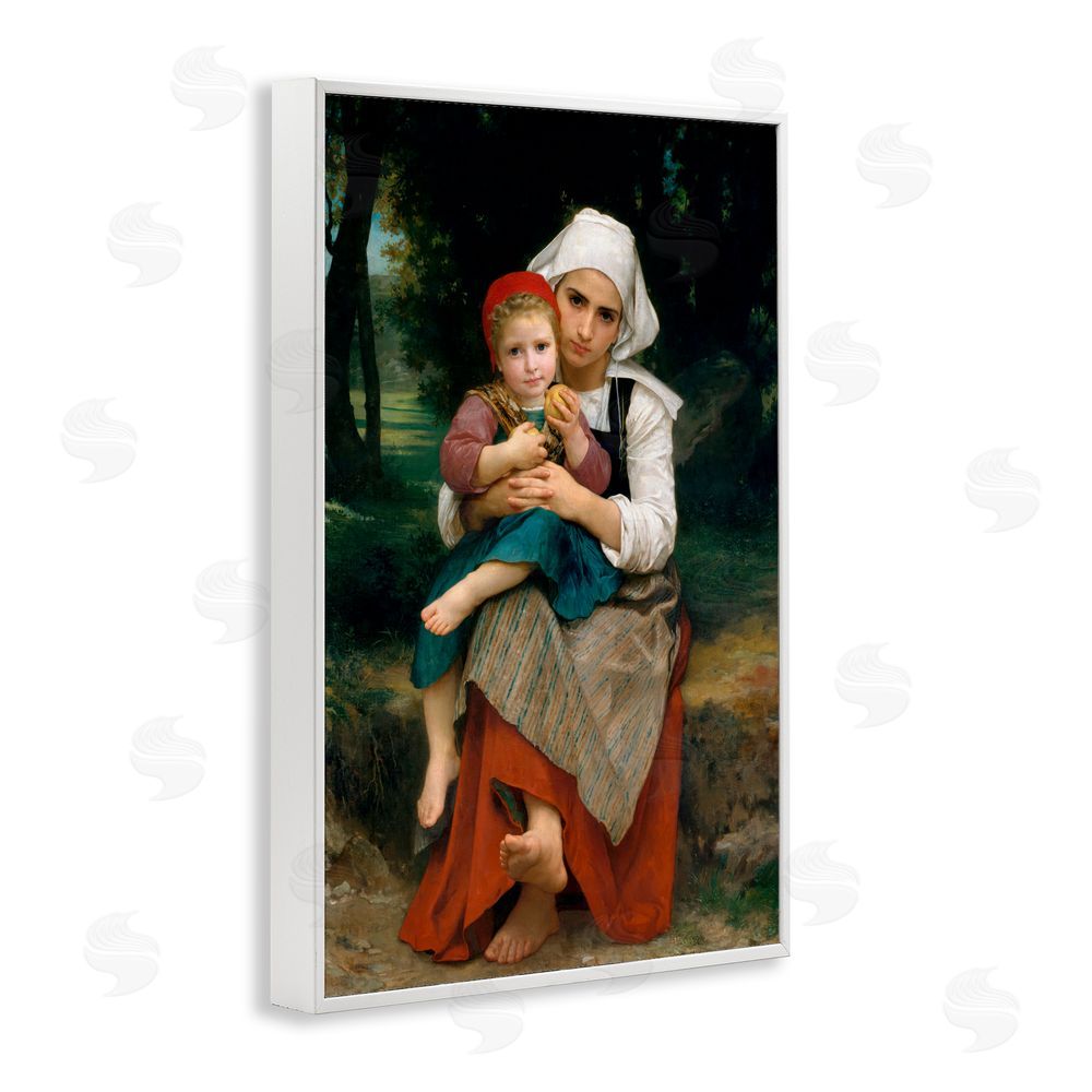 William Adolphe Bouguereau Classical Bouguereau Brother & Sister White Framed Giclee Wall Art Print