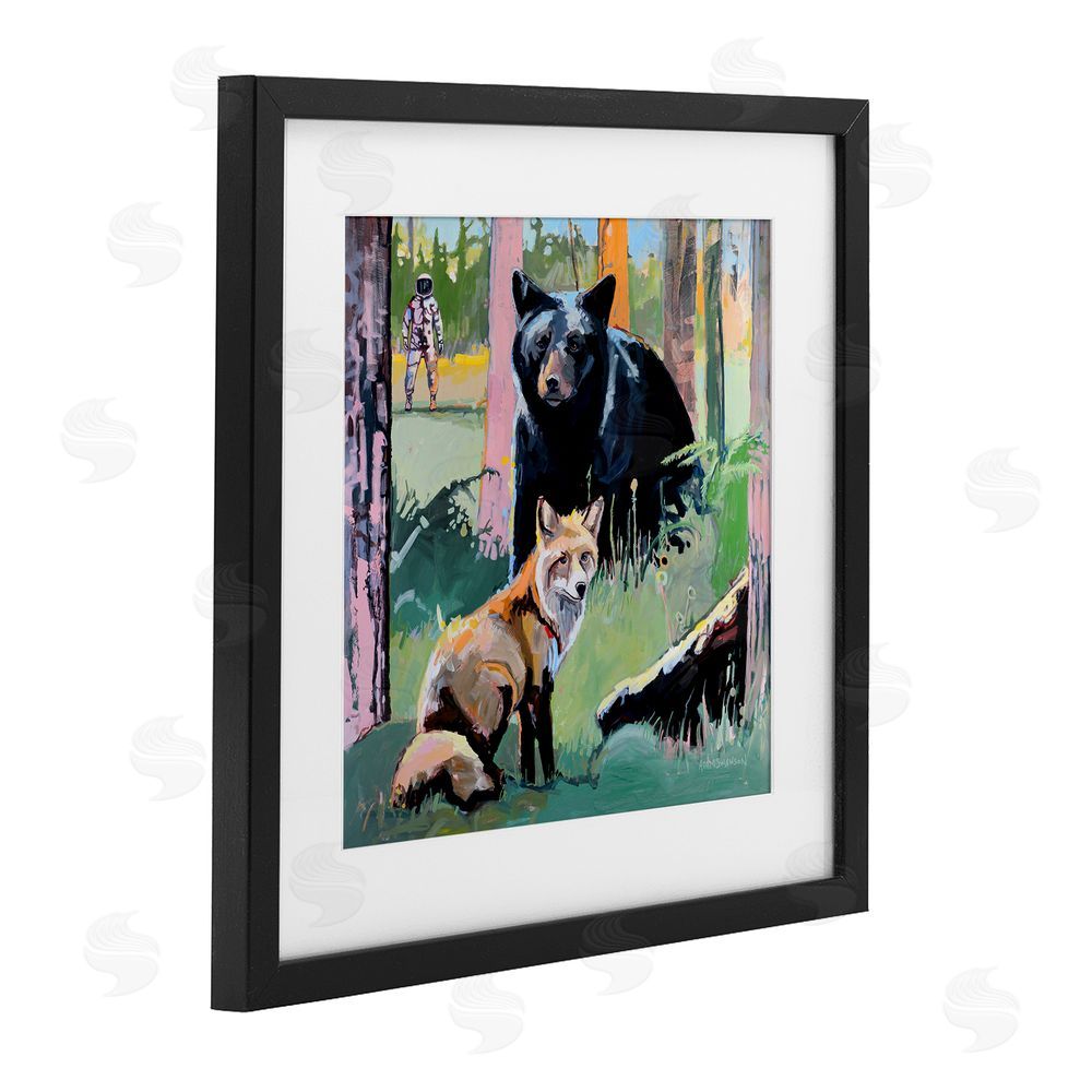 Adam Swanson Forest Animals in Deep Space Black Framed Print Under Glass Wall Art