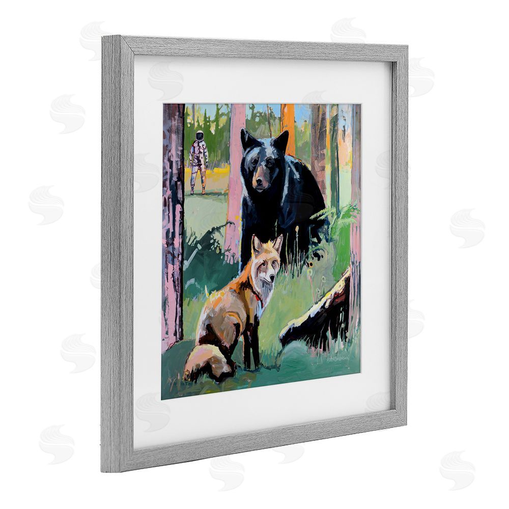 Adam Swanson Forest Animals in Deep Space Gray Framed Print Under Glass Wall Art
