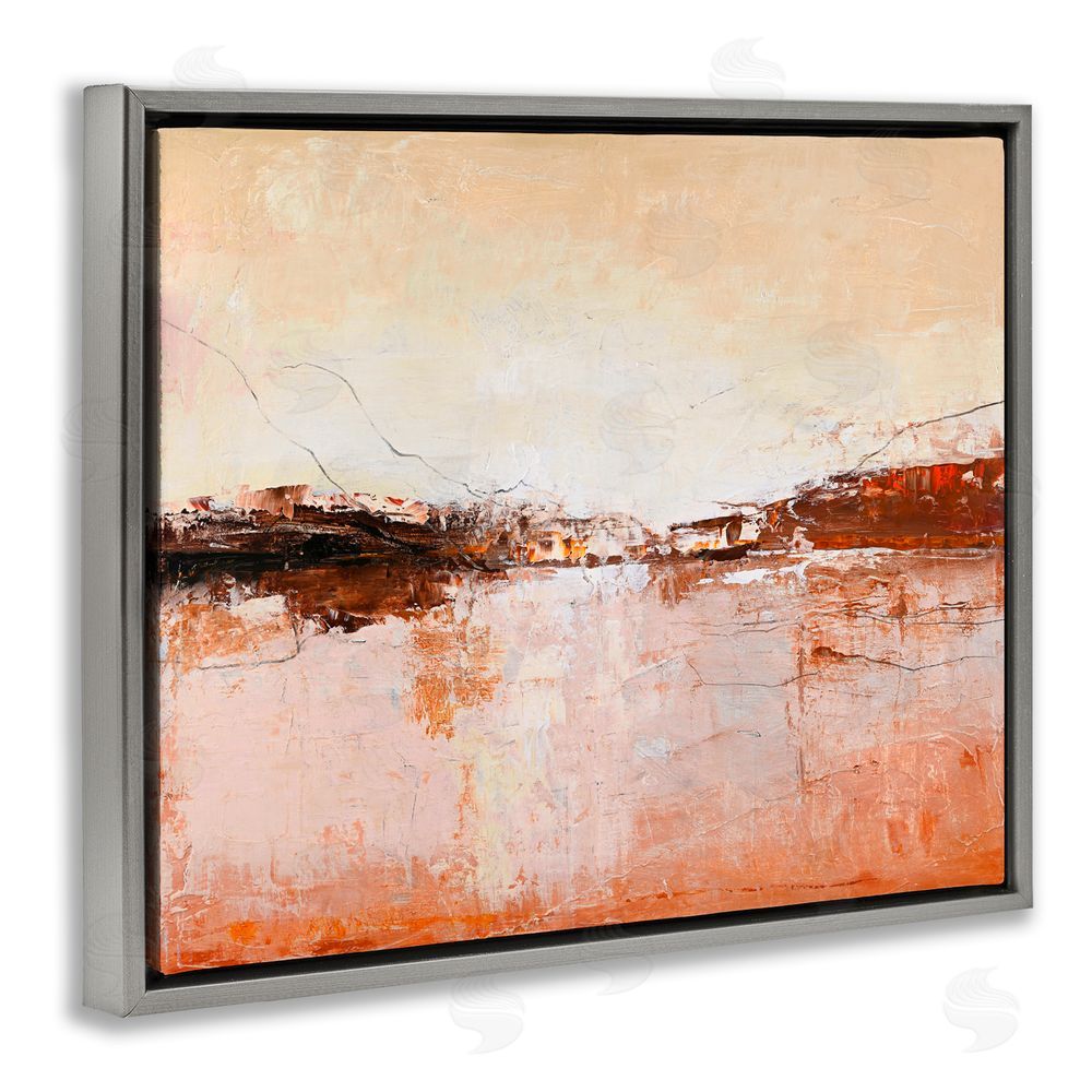 Design Fabrikken Warm Distressed Horizon Gray Floating Frame Canvas Wall Art Print