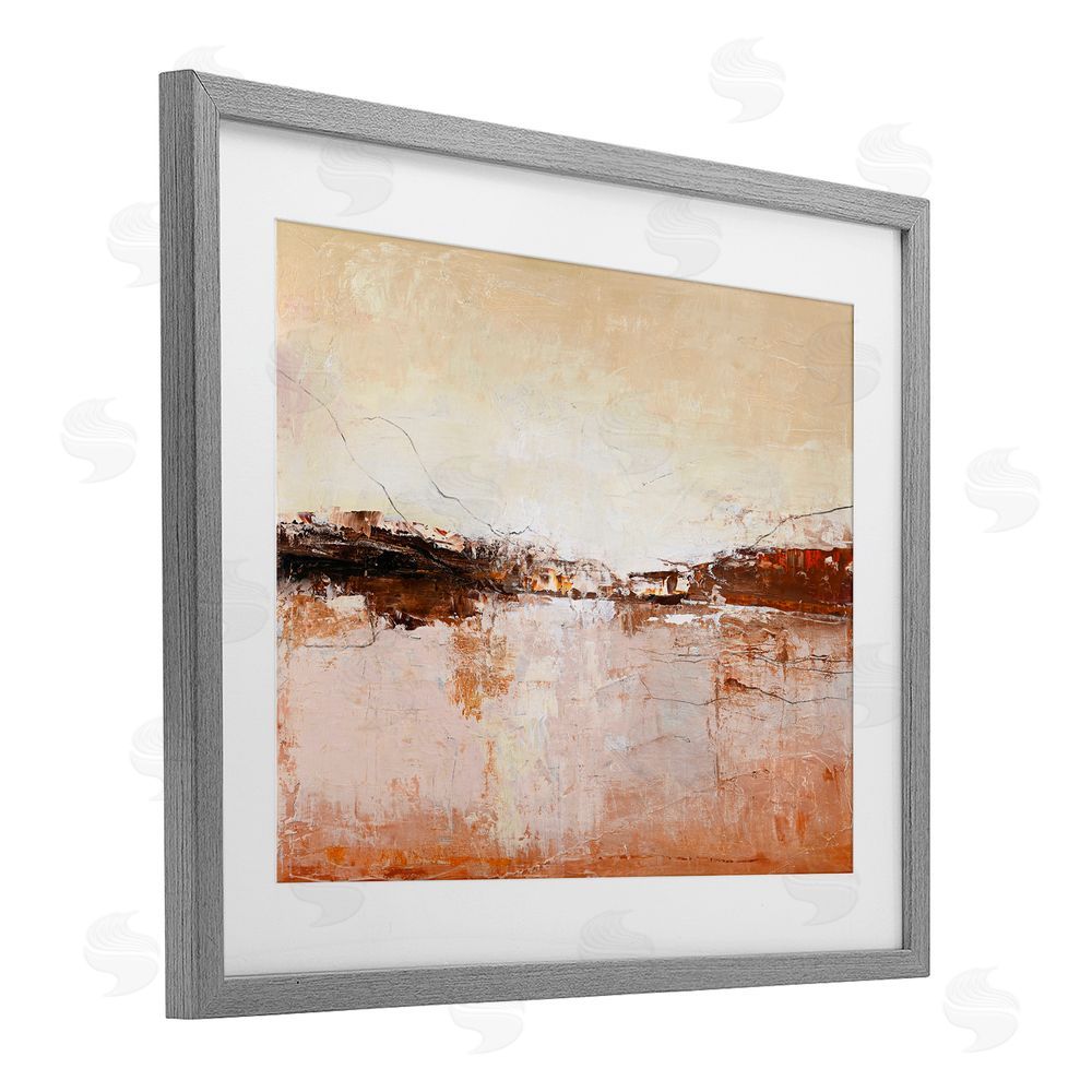 Design Fabrikken Warm Distressed Horizon Gray Framed Print Under Glass Wall Art