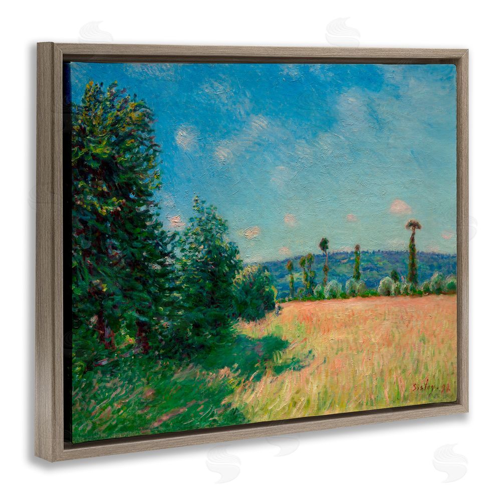 Alfred Sisley Sahurs Meadows in Morning Sun Brown Floating Frame Canvas Wall Art Print