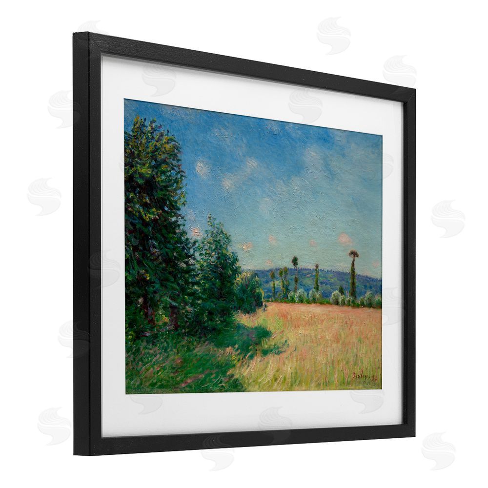 Alfred Sisley Sahurs Meadows in Morning Sun Black Framed Print Under Glass Wall Art