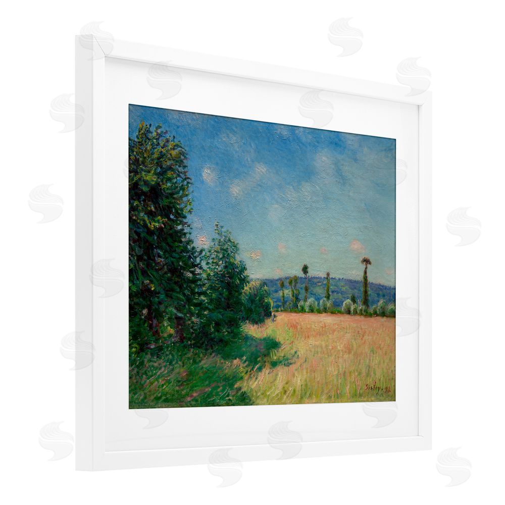 Alfred Sisley Sahurs Meadows in Morning Sun White Framed Print Under Glass Wall Art