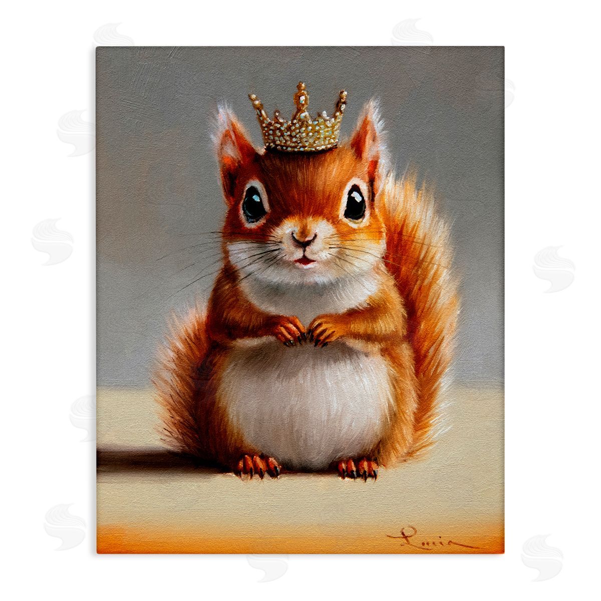 Lucia Heffernan Fancy Crowned Squirrel Stretched Canvas Wall Art Print