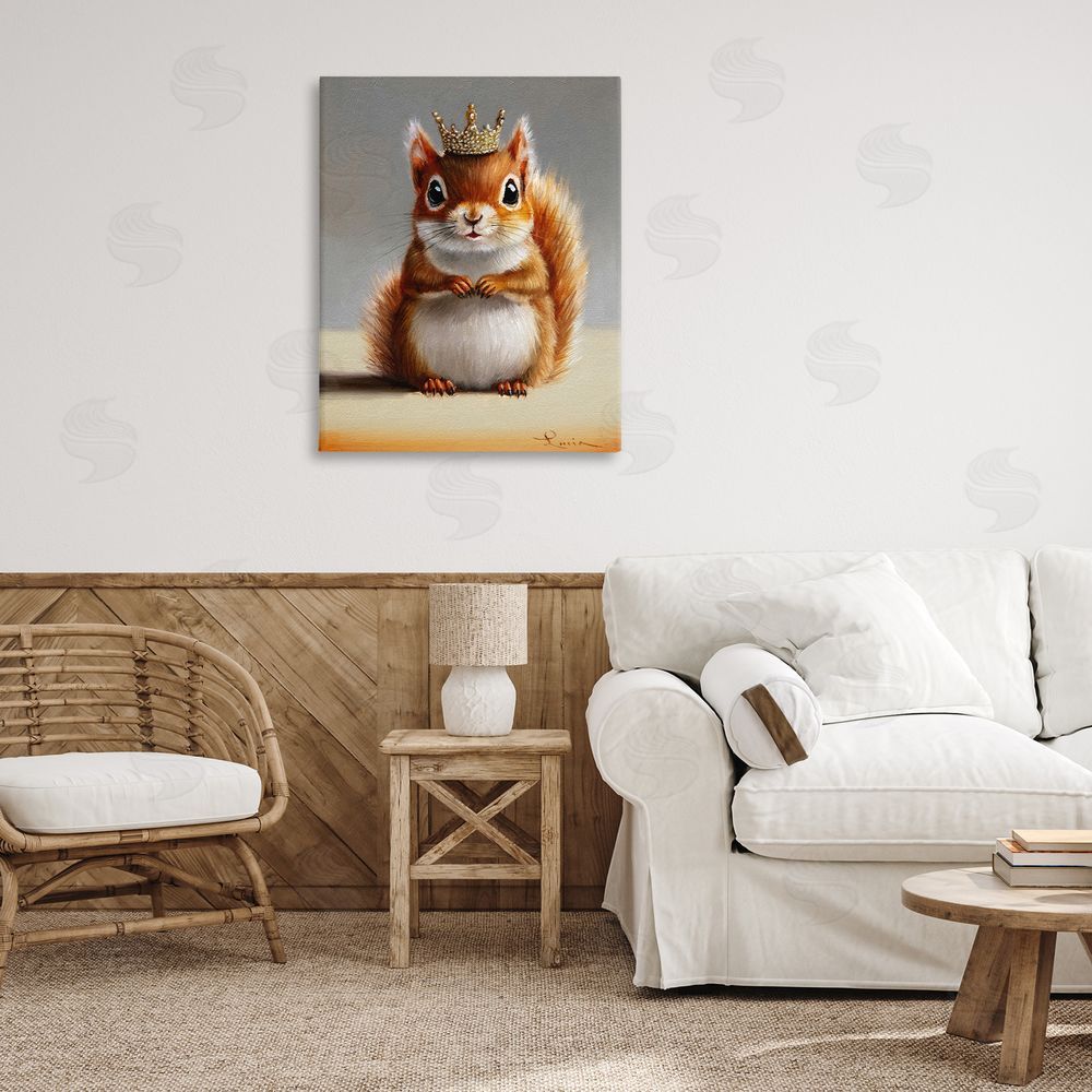 Lucia Heffernan Fancy Crowned Squirrel Stretched Canvas Wall Art Print in Room