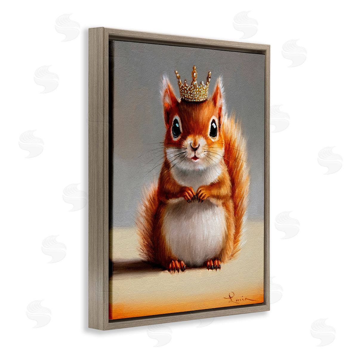 Lucia Heffernan Fancy Crowned Squirrel Brown Floating Frame Canvas Wall Art Print