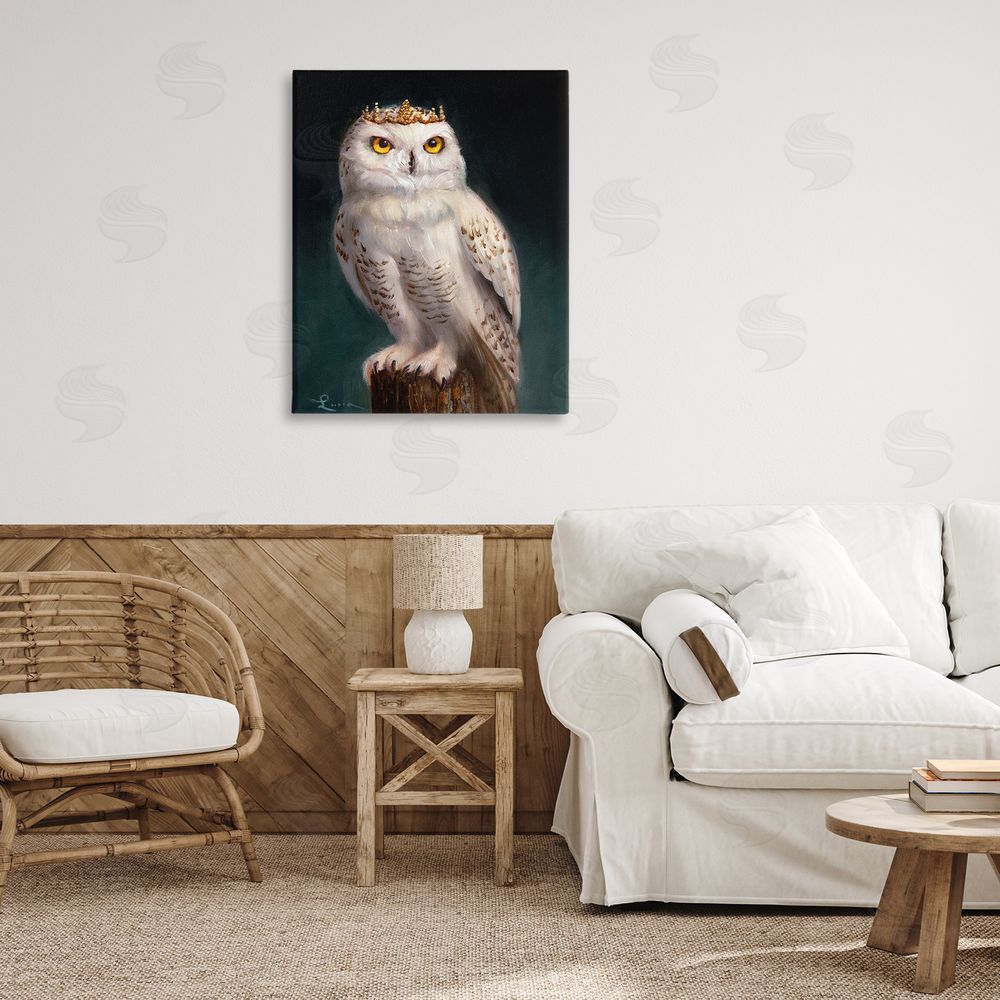 Lucia Heffernan Snowy Owl King Stretched Canvas Wall Art Print in Room