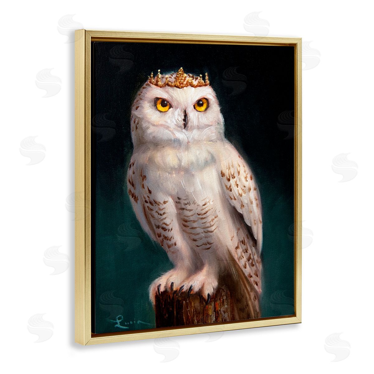 Lucia Heffernan Snowy Owl King Gold Floating Frame Canvas Wall Art Print