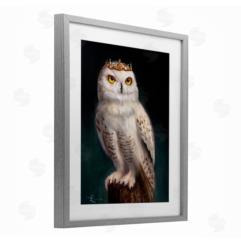Lucia Heffernan Snowy Owl King Gray Framed Print Under Glass Wall Art