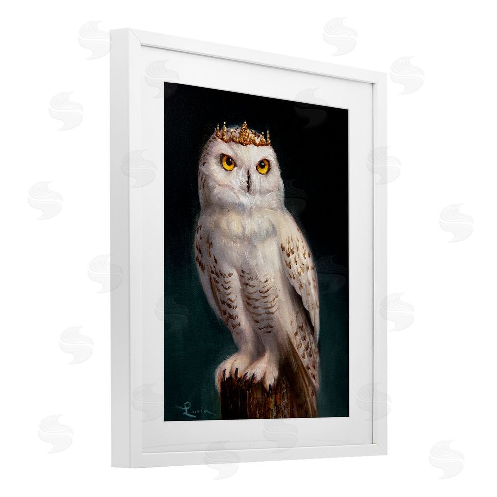 Lucia Heffernan Snowy Owl King White Framed Print Under Glass Wall Art