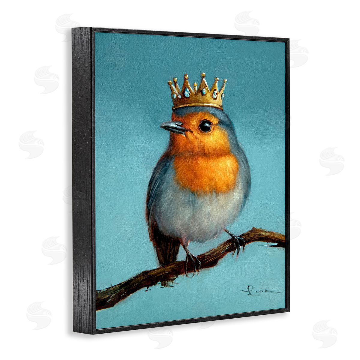 Lucia Heffernan Royal Robin Perched Black Framed Giclee Print Wall Art