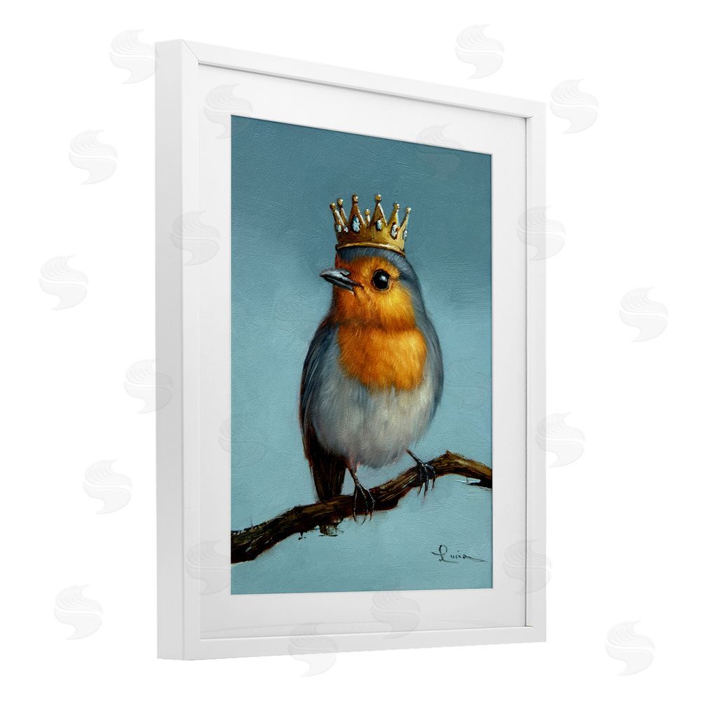 Lucia Heffernan Royal Robin Perched White Framed Print Under Glass Wall Art