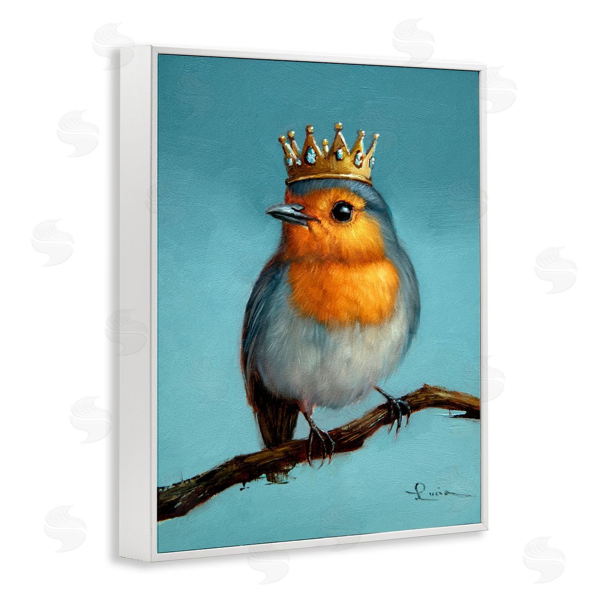 Lucia Heffernan Royal Robin Perched White Framed Giclee Print Wall Art