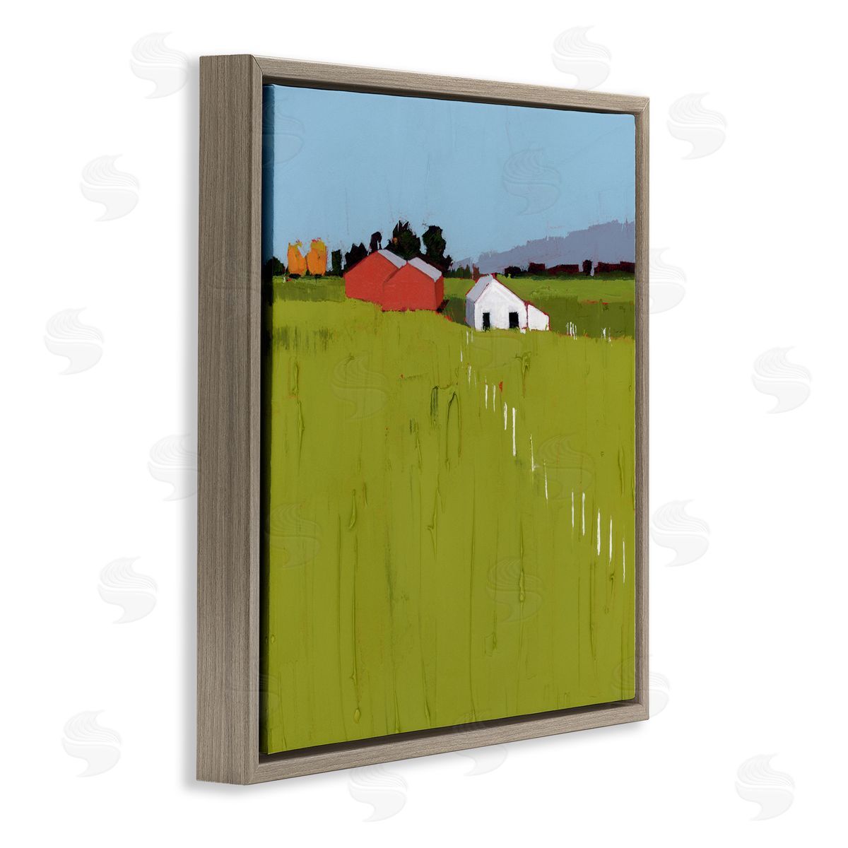 Ruth LaGue Pastoral Fence Line Brown Floating Frame Canvas Wall Art Print