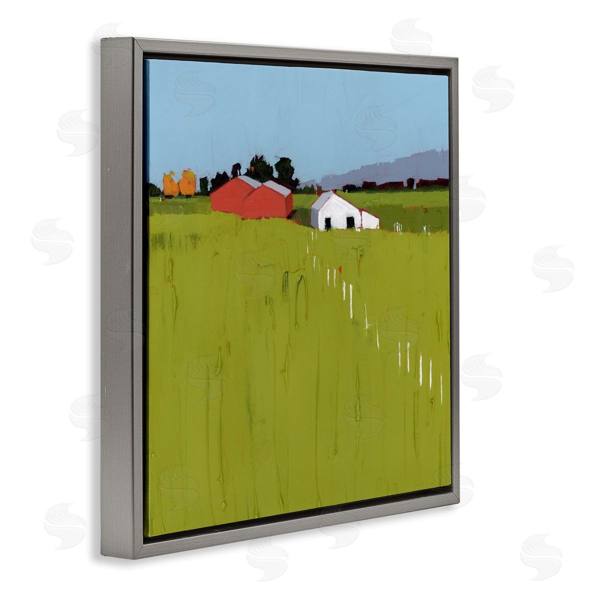 Ruth LaGue Pastoral Fence Line Gray Floating Frame Canvas Wall Art Print