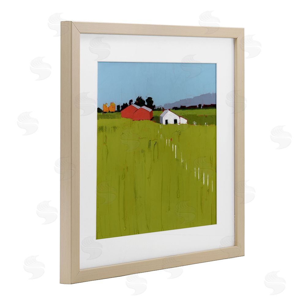 Ruth LaGue Pastoral Fence Line Brown Framed Print Under Glass Wall Art