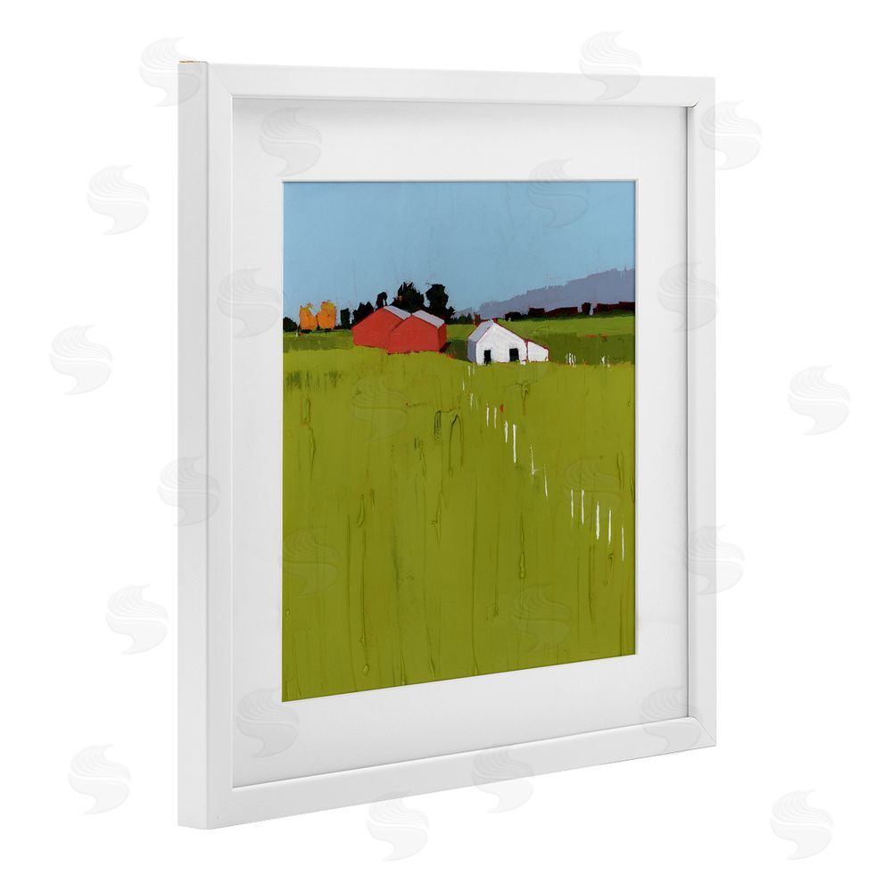 Ruth LaGue Pastoral Fence Line White Framed Print Under Glass Wall Art