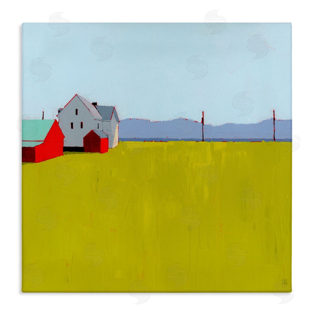 Ruth LaGue Farmhouse & Shed Landscape Stretched Canvas Wall Art Print