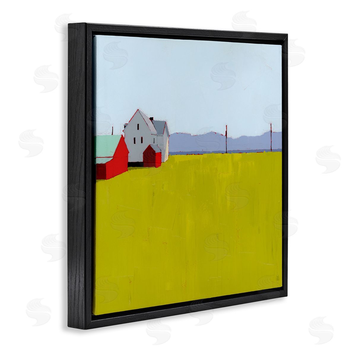 Ruth LaGue Farmhouse & Shed Landscape Black Floating Frame Canvas Wall Art Print