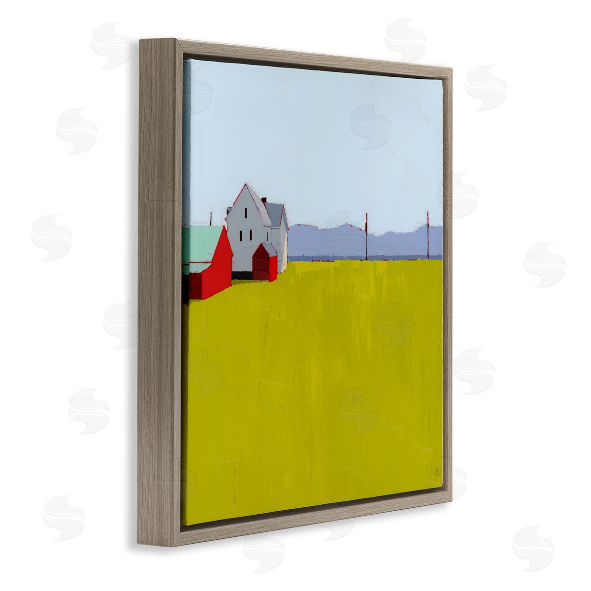 Ruth LaGue Farmhouse & Shed Landscape Brown Floating Frame Canvas Wall Art Print