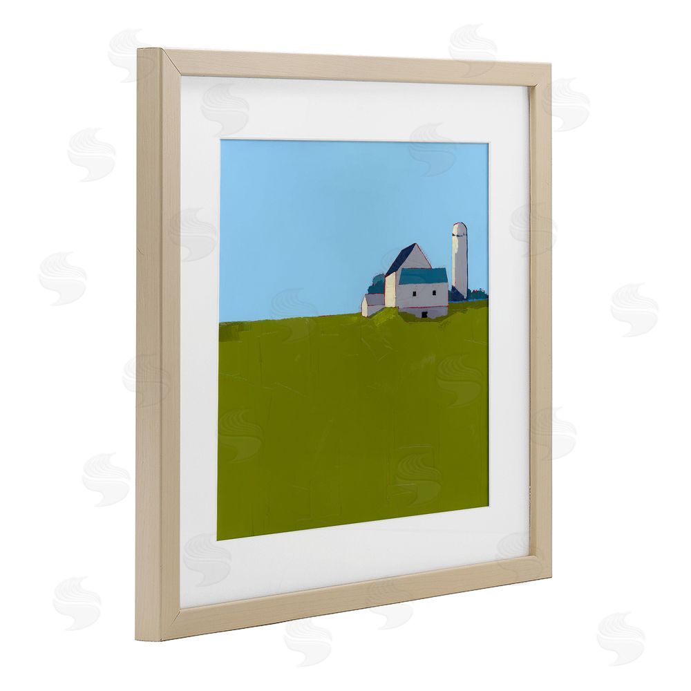 Ruth LaGue Farmland Silo in Distance Brown Framed Print Under Glass Wall Art