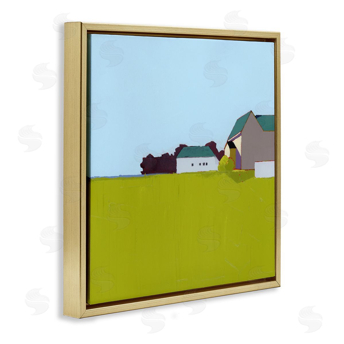 Ruth LaGue Spring Morning Farm Land Gold Floating Frame Canvas Wall Art Print