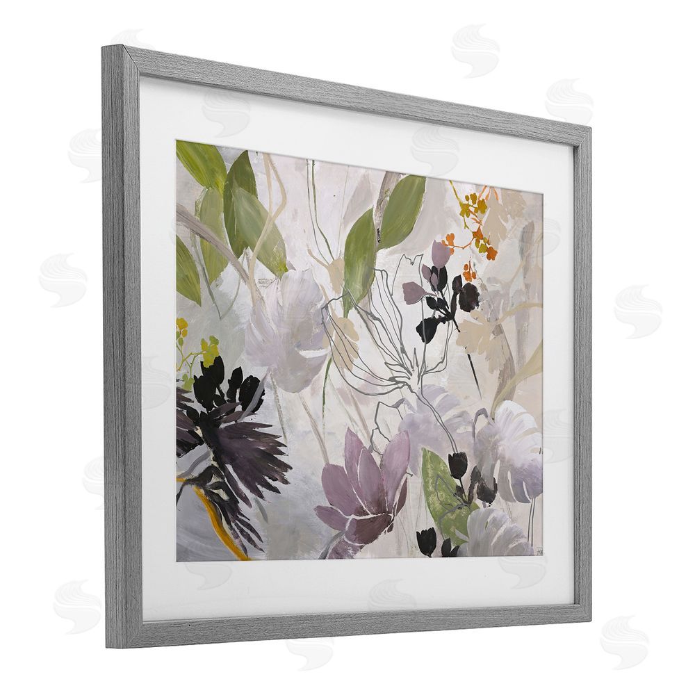 Design Fabrikken Soft Spring Organic Flora Gray Framed Print Under Glass Wall Art